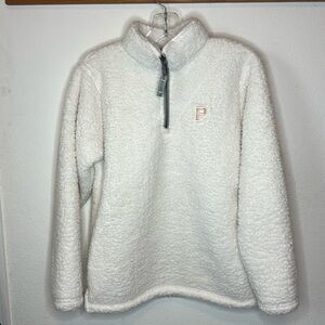 Portland Gear, US size small, white quarter zip sweater.